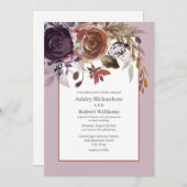 Elegante Lila Pflaumenrosa-Hochzeit Einladung (Vorne/Hinten)