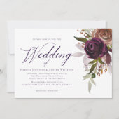 Elegante Lila Pflaumenschick-Hochzeit Einladung (Vorderseite)