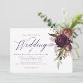 Elegante Lila Pflaumenschick-Hochzeit Einladung (Stehend Vorderseite)