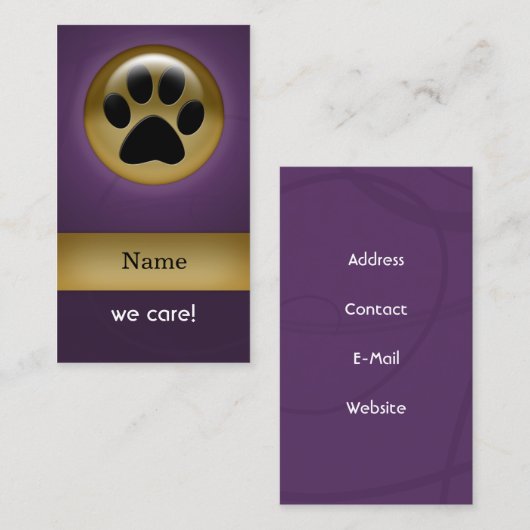 elegante lila Pfotendruckkunst Haustierpflege Visi Visitenkarte (Vorne/Hinten)