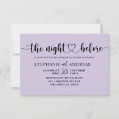 Elegante Lila Probe Abendessen Hochzeit Einladung (Vorderseite)