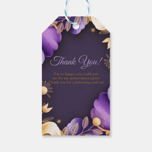 Elegante Lila Quinceañera Girl Malcantone Geschenkanhänger (Rückseite)