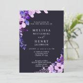 Elegante Lila Rosa Blume Einladung Hochzeit (Stehend Vorderseite)