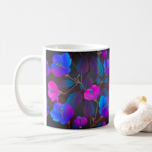 Elegante Lila-rosa Blume Kaffeetasse (Mit Donut)