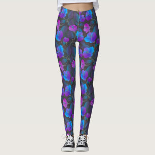 Elegante Lila-rosa Blume Leggings