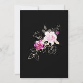 Elegante Lila Rosa Blüte auf Schwarzer Hochzeit Einladung (Rückseite)