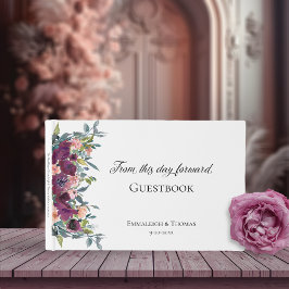 Elegante Lila Rosa-Blütenhochzeit Gästebuch