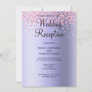 Elegante lila rosa Glitter-Hochzeitsempfang  Einladung