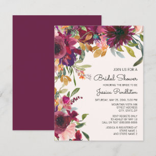 Elegante lila rosa goldene florale Brautparty Einladung