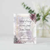Elegante lila, rosa und blumenreiche Hochzeit Postkarte (Stehend Vorderseite)