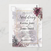 Elegante lila, rosa und blumenreiche Hochzeit Postkarte (Vorne/Hinten)