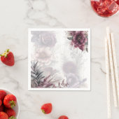 Elegante lila, rosa und maronfarbene Blüten Serviette (Beispiel)