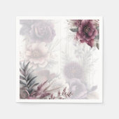 Elegante lila, rosa und maronfarbene Blüten Serviette (Vorderseite)