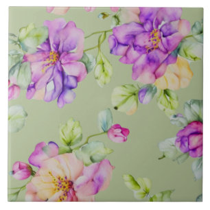 Elegante lila rosa Wasserfarben-Blumen Fliese
