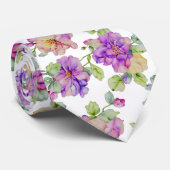 Elegante lila rosa Wasserfarben-Blumen Krawatte (Gerollt)