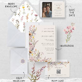 Elegante lila, rosafarbene und cremefarbene Wildbl Einladung