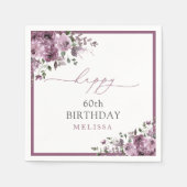 Elegante Lila Rose 60. Geburtstagsparty Serviette (Vorderseite)
