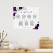 Elegante Lila Rose 7 Tabelle Seating Chart Poster (Küche)