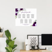 Elegante Lila Rose 7 Tabelle Seating Chart Poster (Heimbüro)