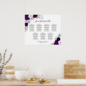 Elegante Lila Rose 7 Tabelle Seating Chart Poster (Küche)