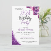 Elegante Lila Rose 90. Geburtstag Einladung (Stehend Vorderseite)