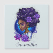 Elegante Lila Rose Afro Woman Magnetkarte (Vorderseite)