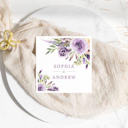 Elegante Lila Rose Blume Hochzeiten von Napkins Serviette