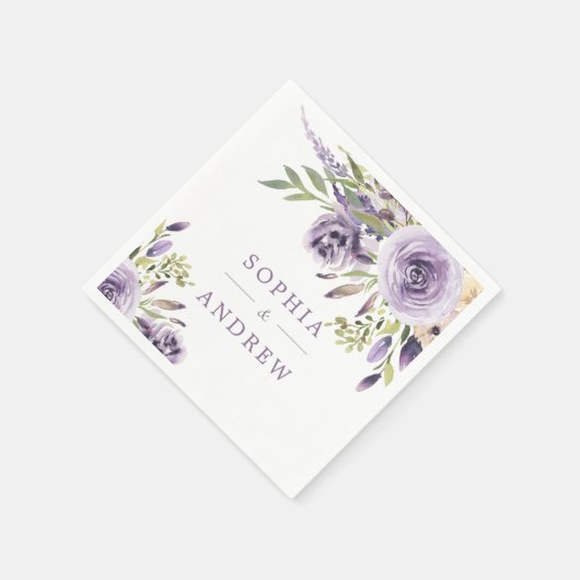 Elegante Lila Rose Blume Hochzeiten von Napkins Serviette (Ecke)