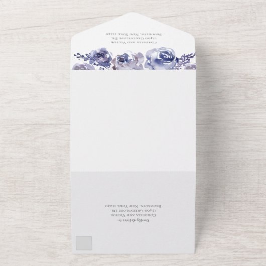 Elegante Lila Rose Blumengebirge Abend Winterhochz All In One Einladung (Außenbereich)