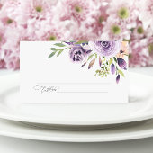 Elegante Lila Rose Blumenhochzeit Platzkarte