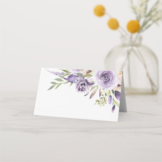 Elegante Lila Rose Blumenhochzeit Platzkarte (Rückseite)