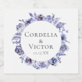 Elegante Lila Rose Blumenkraut Winterhochzeit Schaumweinetikett (Einzelnes Label)