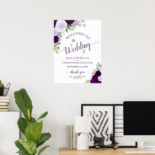 Elegante Lila Rose Boho Chic Wedding Willkommen Poster (Heimbüro)