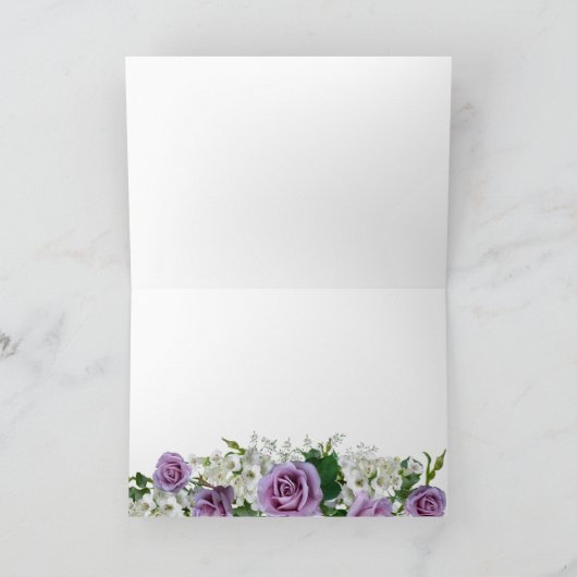 Elegante Lila Rose Bouquet Blume Hochzeit Danke (Innenseite)