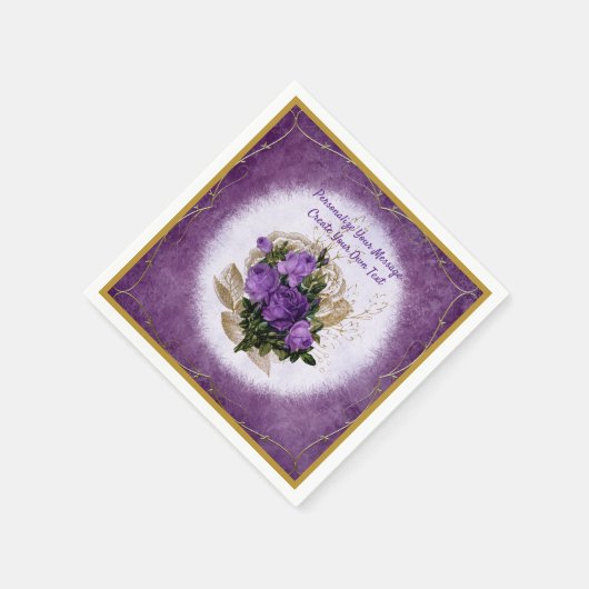 Elegante Lila Rose Bouquet Serviette (Ecke)