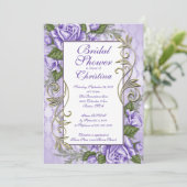 Elegante Lila Rose Bridal Dusche Einladungen (Stehend Vorderseite)