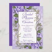 Elegante Lila Rose Bridal Dusche Einladungen (Vorne/Hinten)