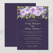 Elegante Lila Rose Einladung (Vorne/Hinten)