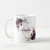 Elegante Lila Rose Floral Name Monogramm Tasse (Links)