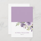 Elegante Lila Rose Floral Wedding Platzkarte (Vorne/Hinten)