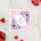 Elegante Lila Rose Glitzer Rosa Blumengeburt Serviette (Beispiel)