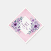 Elegante Lila Rose Glitzer Rosa Blumengeburt Serviette (Ecke)