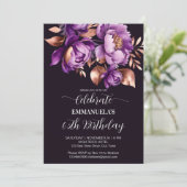Elegante lila Rose Gold Blumengeschmack Einladung (Stehend Vorderseite)