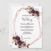 Elegante Lila Rose Gold Floral Geometric Wedding Einladung (Vorderseite)