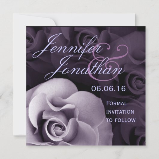 Elegante LILA Rose Hochzeit Rett Einladung (Rückseite)