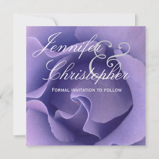 Elegante LILA Rose Hochzeit Speichern Sie das Datu Save The Date (Rückseite)