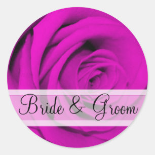Elegante Lila Rose Hochzeitsticker Runder Aufkleber