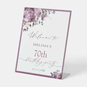 Elegante Lila Rose jeden Geburtstags Willkommen Sockelschild