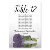 Elegante Lila Rose Seating Chart Hochzeit Tischnummer (Rückseite)