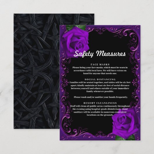 Elegante Lila Rose Sicherheitsmaßnahmen Begleitkarte (Vorne/Hinten)